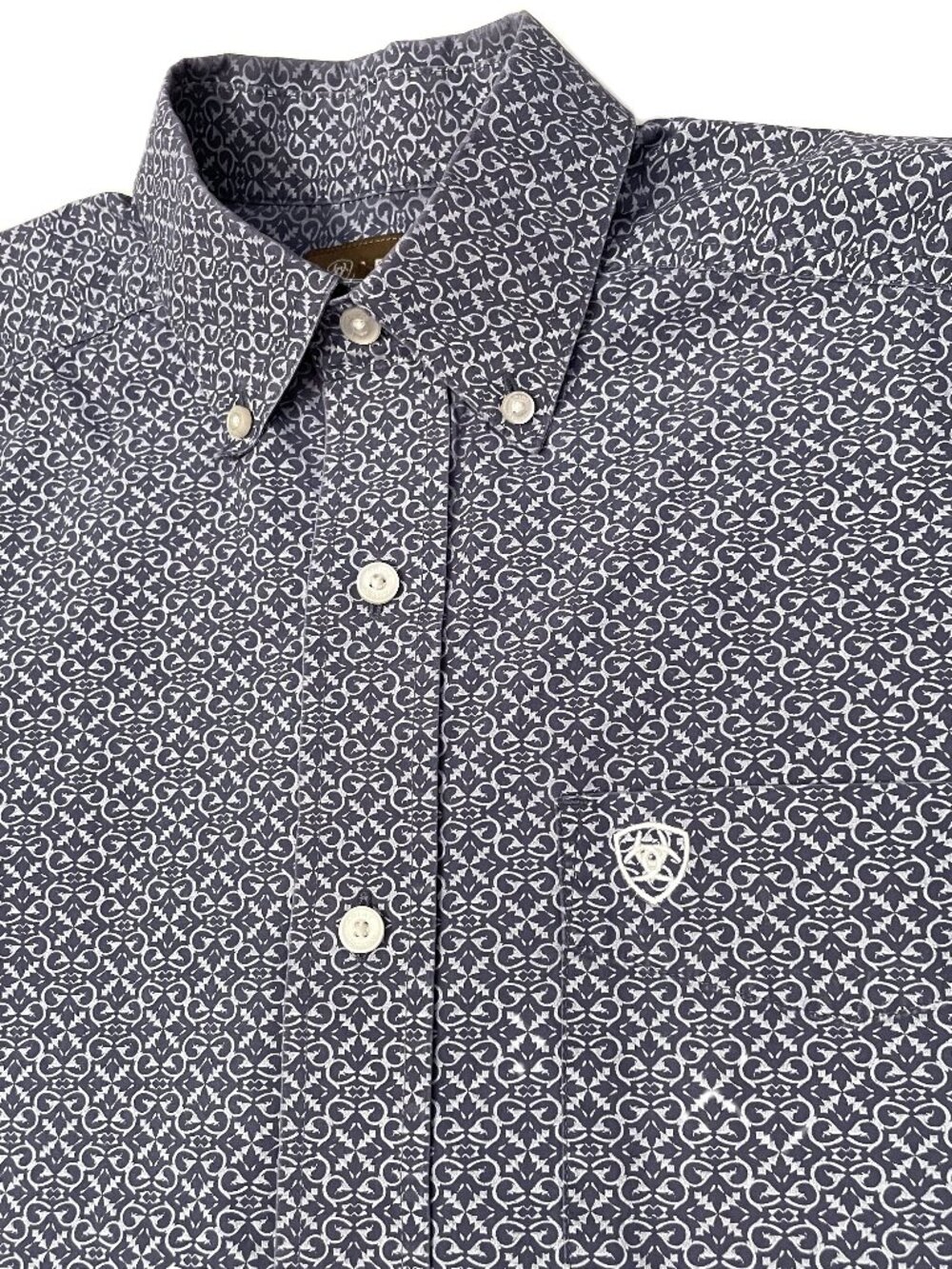 Ariat Shirt Men's Small Blue 100% Cotton Long Sleeve Button Up Western Cowboy